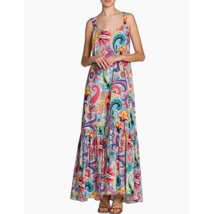 Etro Silk and Cotton Summer Print Maxi Dress 50 IT US 14 Resort Italy Luxury